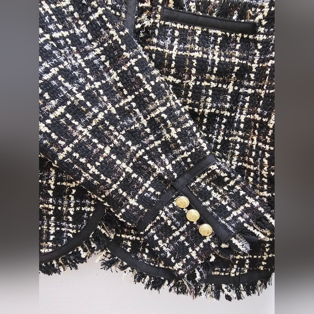 Nanette Lepore Black and Cream Tweed Blazer. Size M. - Picture 8 of 10